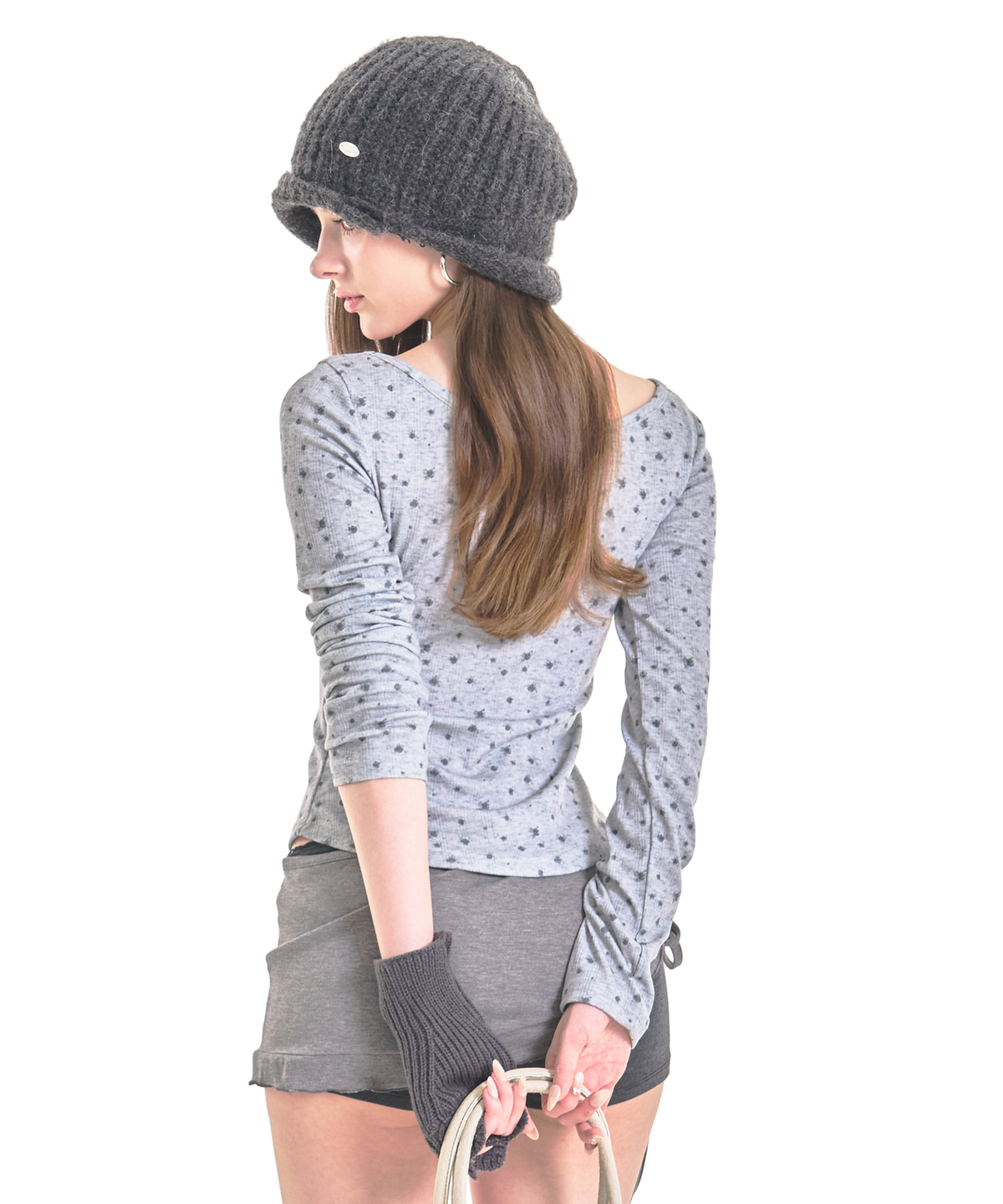 포어링(FORUSRING) Fleur napoleon tee (grey flower)