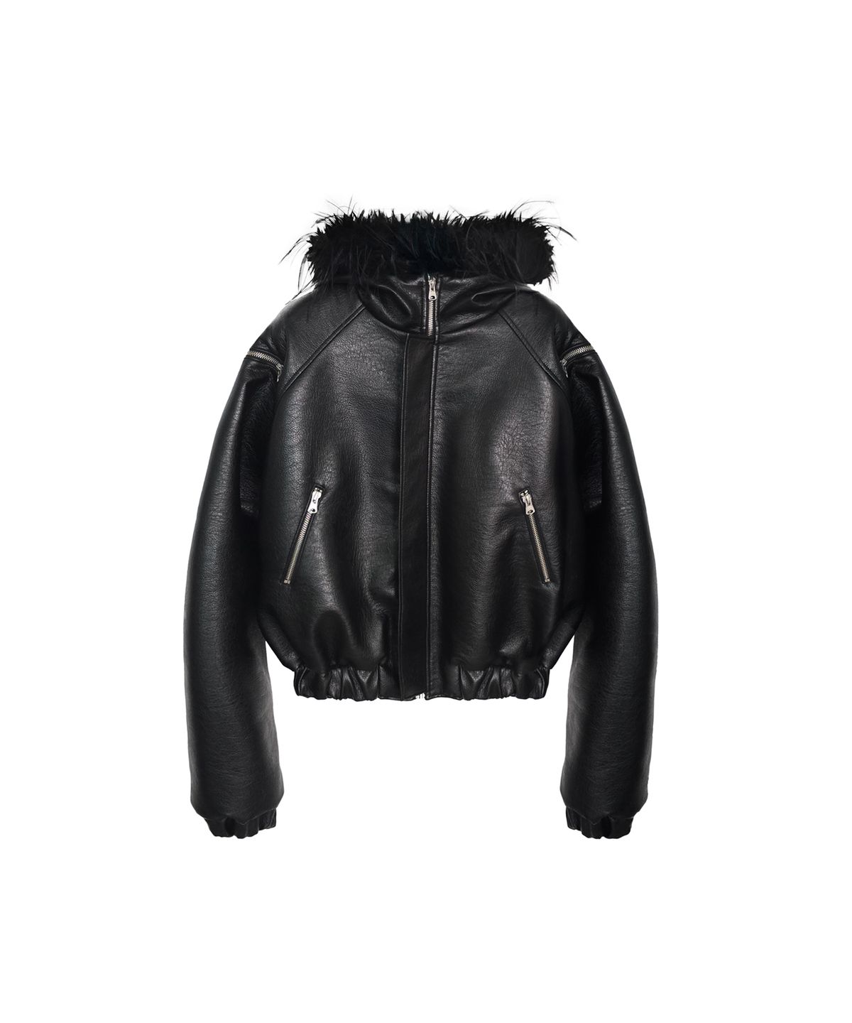 도그마 엑스(DOGMA EHKS) FAUX LEATHER BOMBER HOODIE