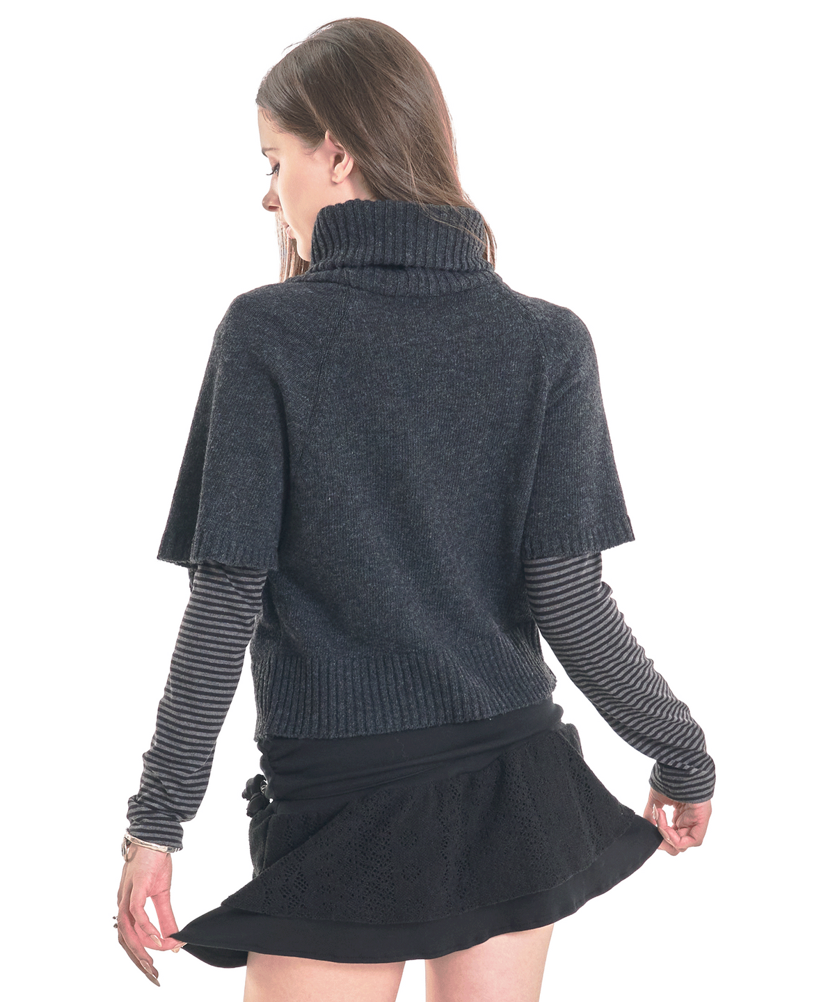 포어링(FORUSRING) Caramel knit half top (charcoal)