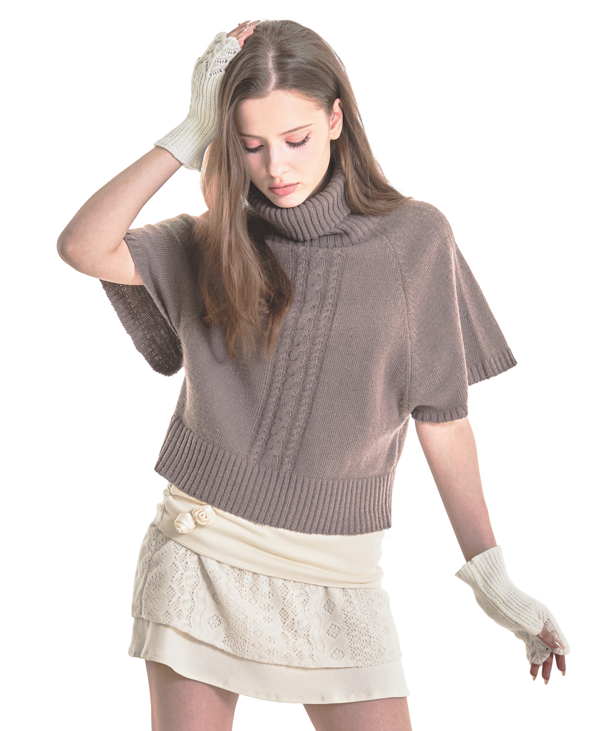 포어링(FORUSRING) Caramel knit half top (brown)