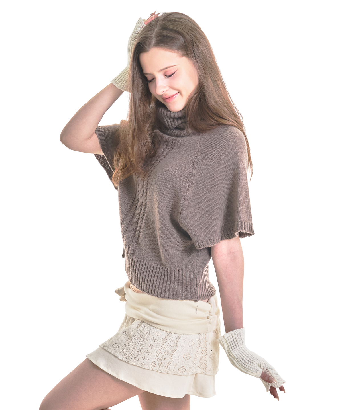 포어링(FORUSRING) Caramel knit half top (brown)