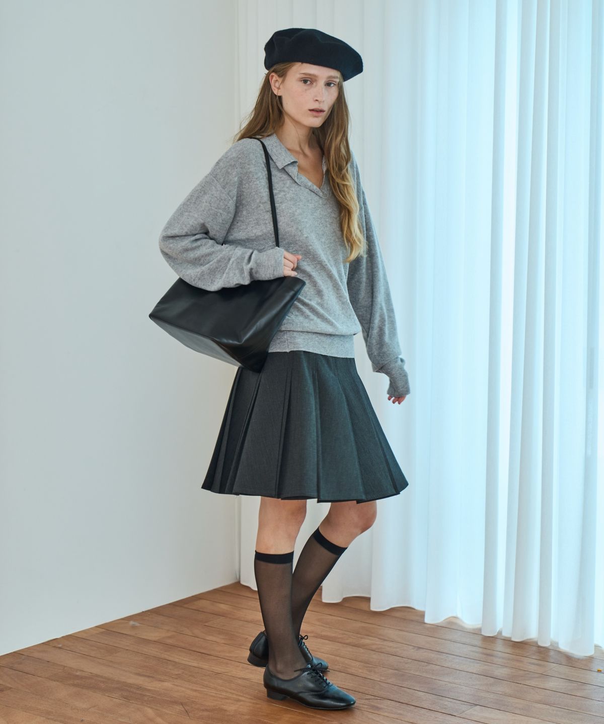 그리다제이(GRIDAJ) Lucent Leather Everyday Shoulder Bag _ black