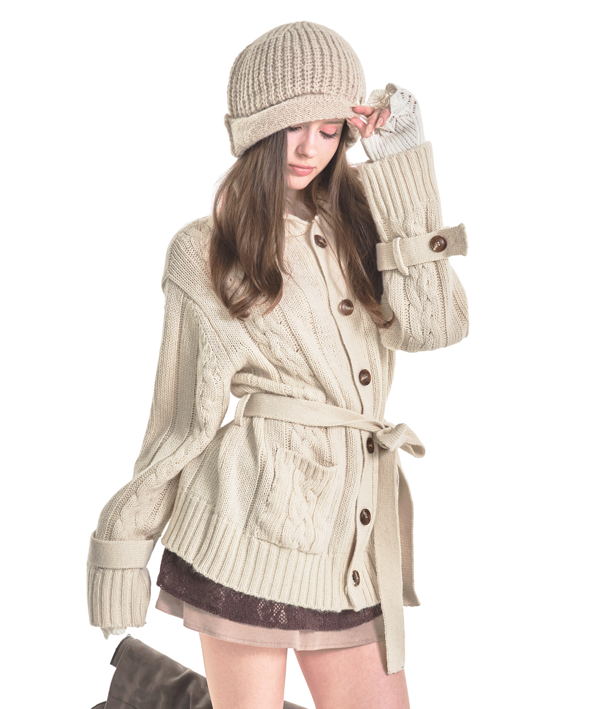 포어링(FORUSRING) Mellow knit cardigan (ivory)