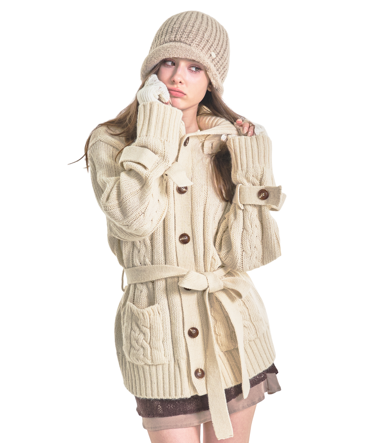 포어링(FORUSRING) Mellow knit cardigan (ivory)