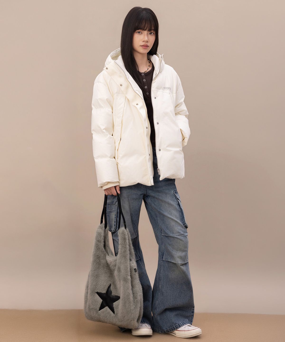 컨버스(CONVERSE) 플러시 스타 로고 버서타일 토트백 씨그라스 그린 UAC029-EBF