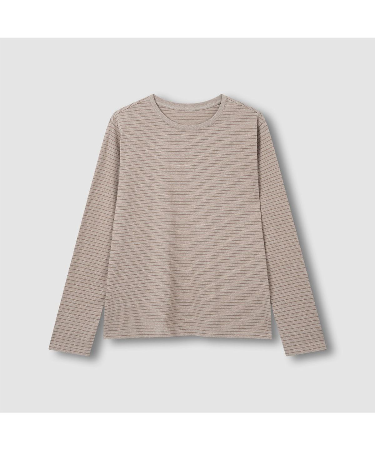 자주(JAJU) [SET] 여 스마트 코튼 라운드넥 긴팔 라운지 티셔츠, 10부 라운지 팬츠_다크 브라운&멜란지베이지