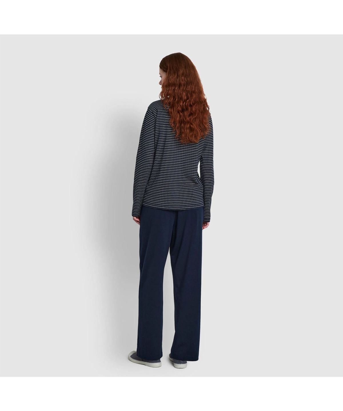 자주(JAJU) [SET] 여 스마트 코튼 라운드넥 긴팔 라운지 티셔츠, 10부 라운지 팬츠_다크네이비&네이비