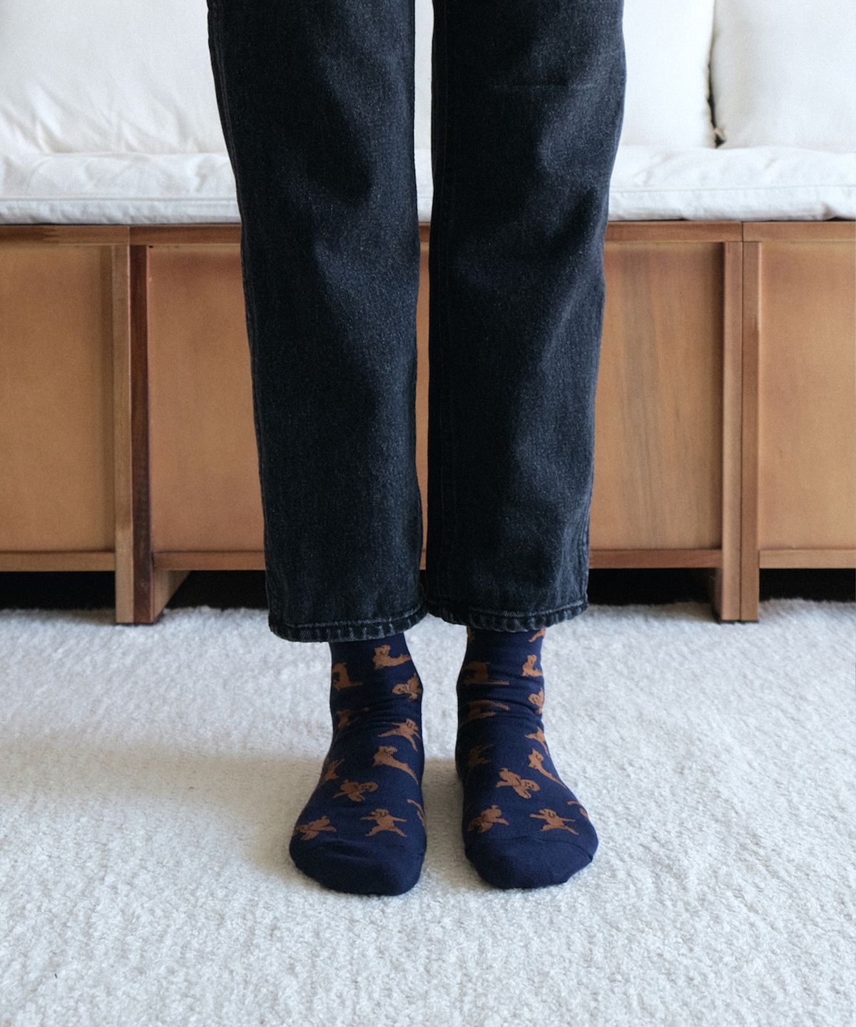 삭스타즈(SOCKSTAZ) GCT020 남녀공용 애니멀패턴 면양말 Yoga Poodle: Navy