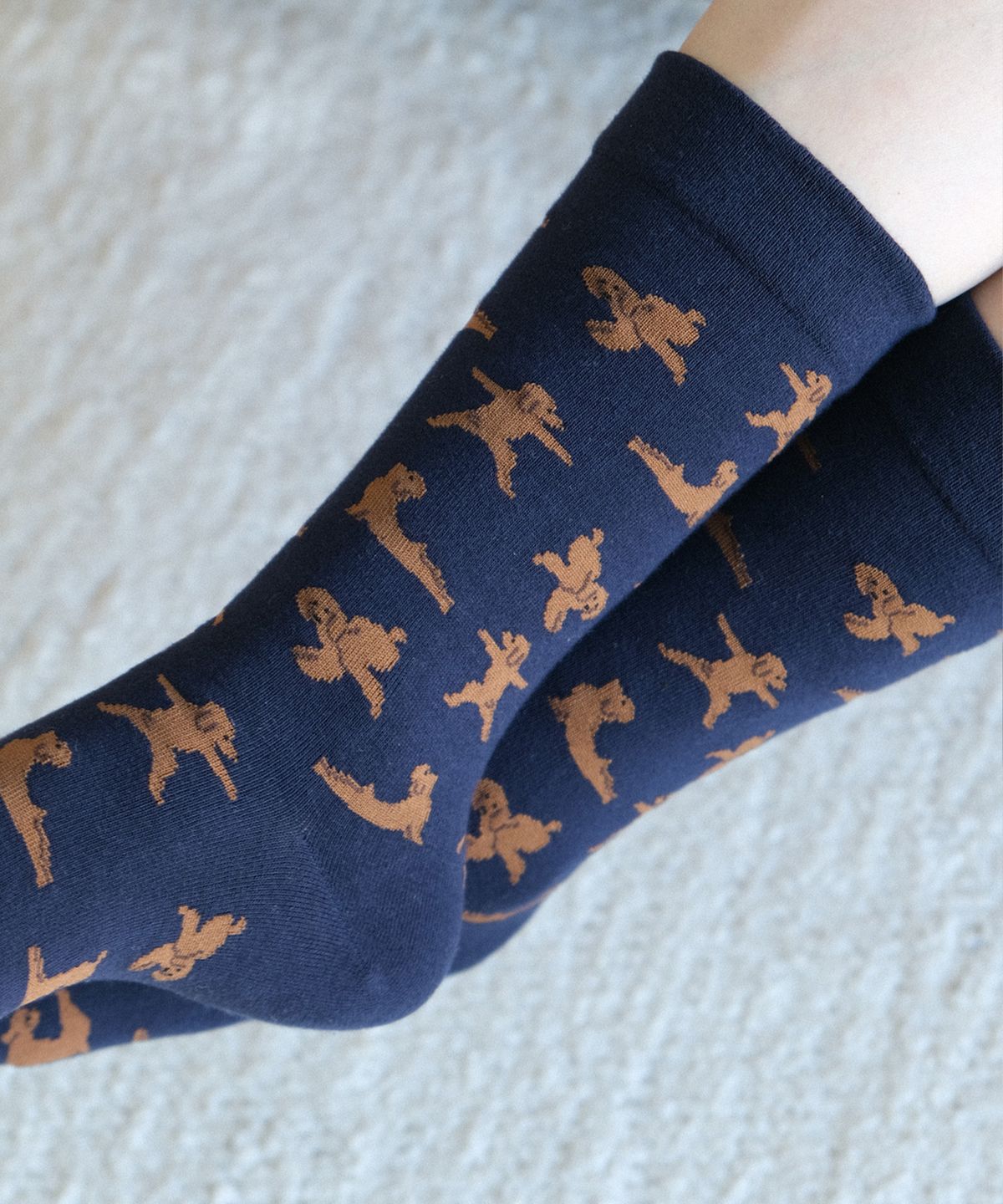삭스타즈(SOCKSTAZ) GCT020 남녀공용 애니멀패턴 면양말 Yoga Poodle: Navy