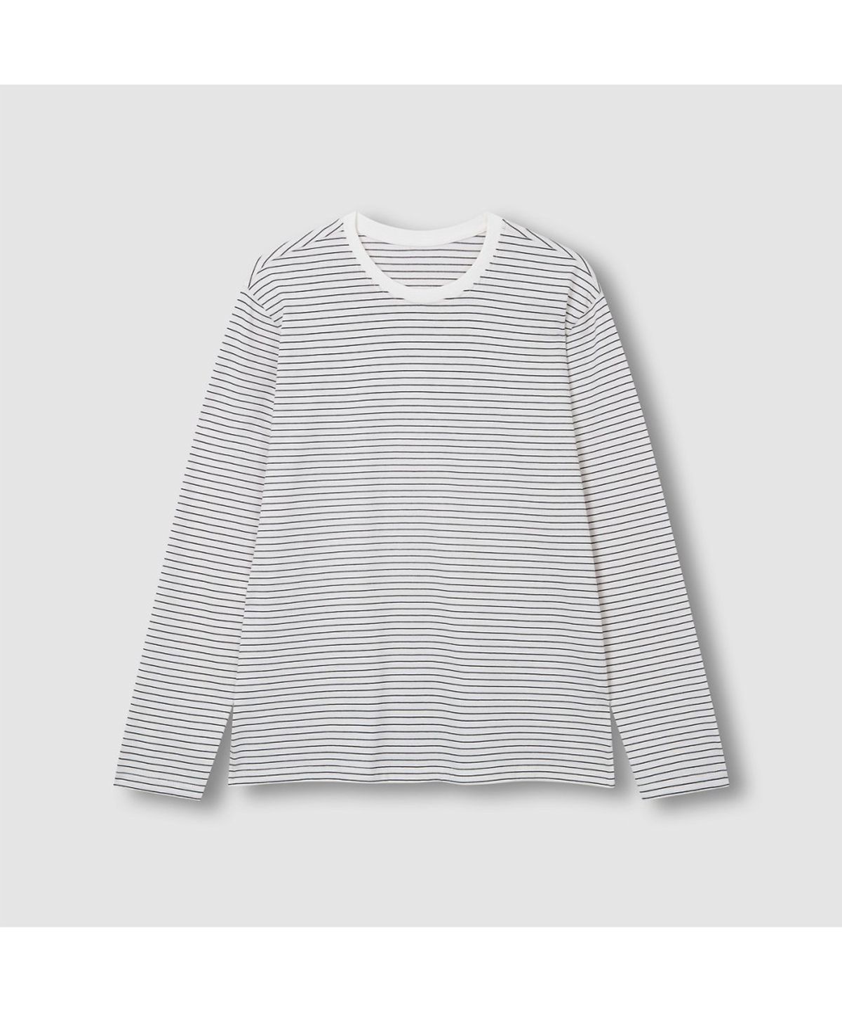 자주(JAJU) [SET] 남 스마트 코튼 라운드넥 긴팔 라운지 티셔츠, 10부 라운지 팬츠_오프 화이트&멜란지 그레이