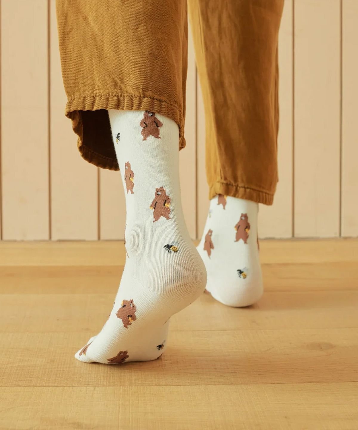 삭스타즈(SOCKSTAZ) GCT023 남녀공용 애니멀패턴 면양말 honey bear