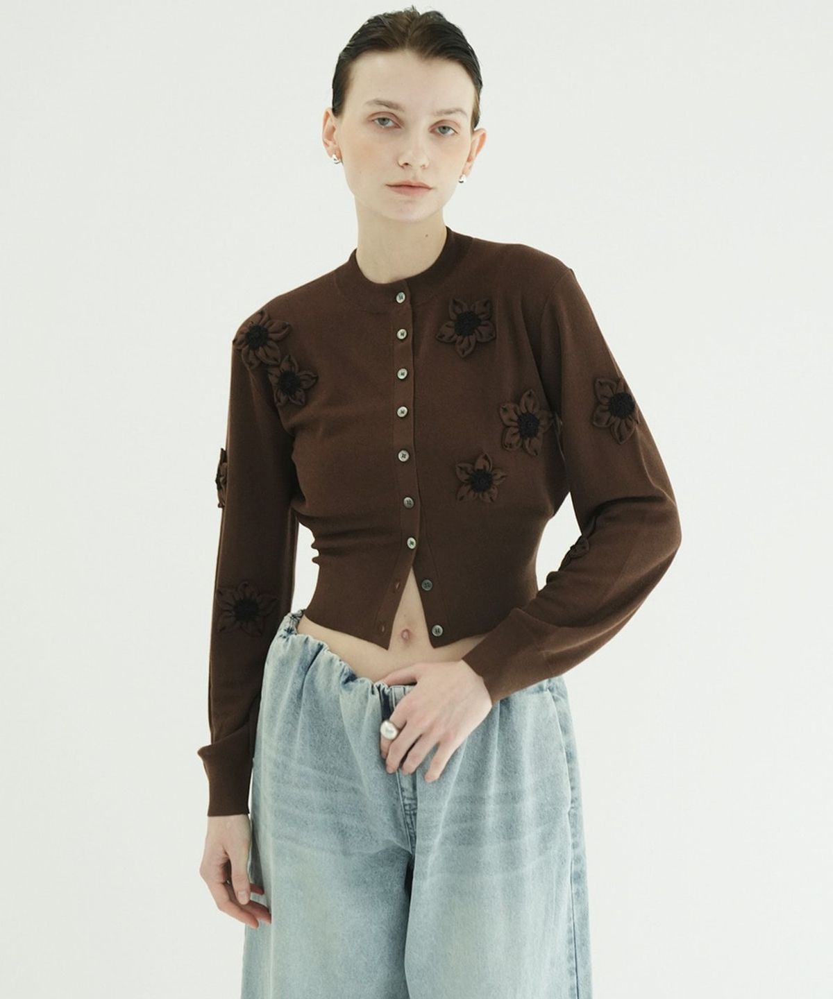 클라네(CLANE) FLOWER MOTIF KNIT CARDIGAN
