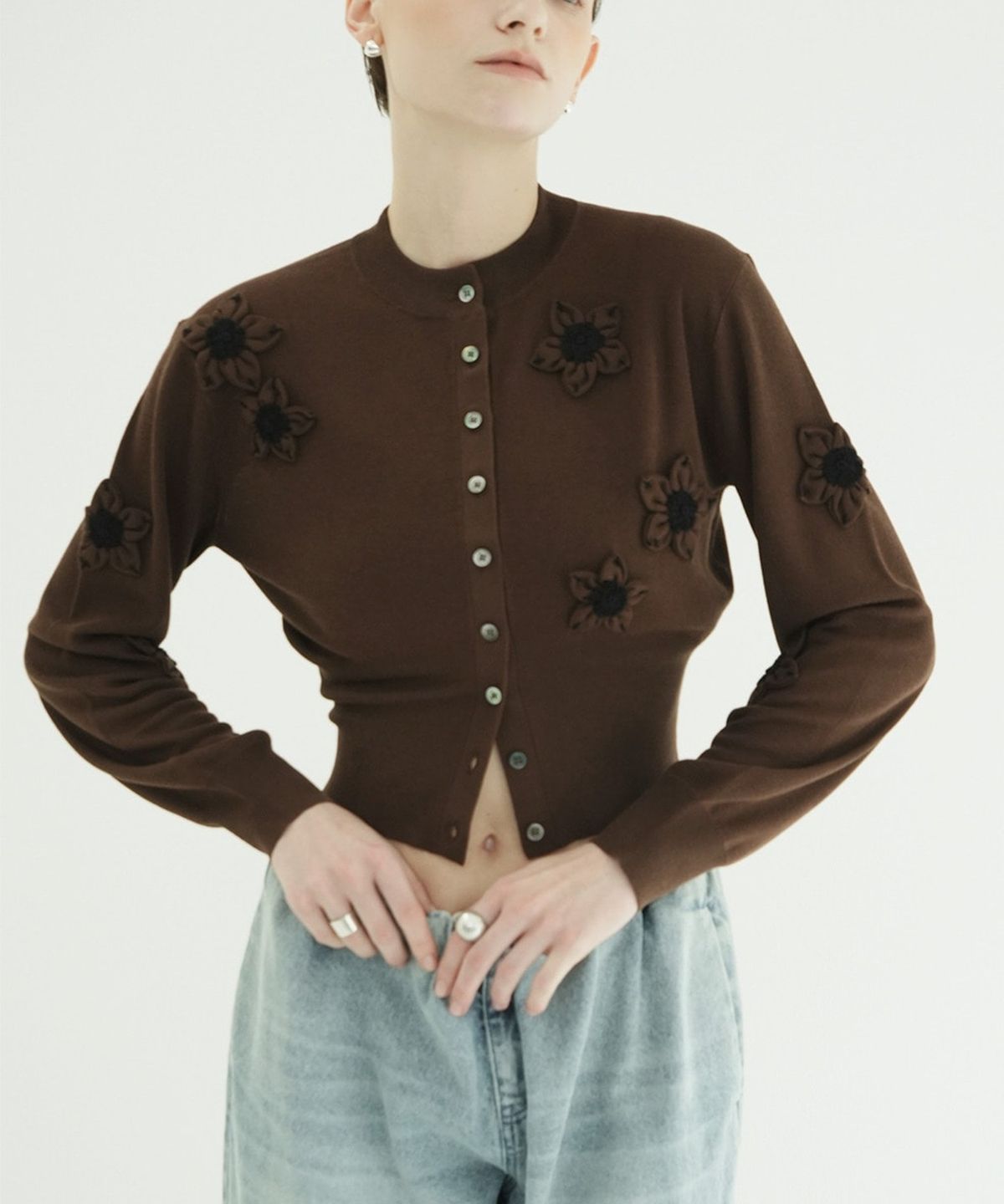 클라네(CLANE) FLOWER MOTIF KNIT CARDIGAN