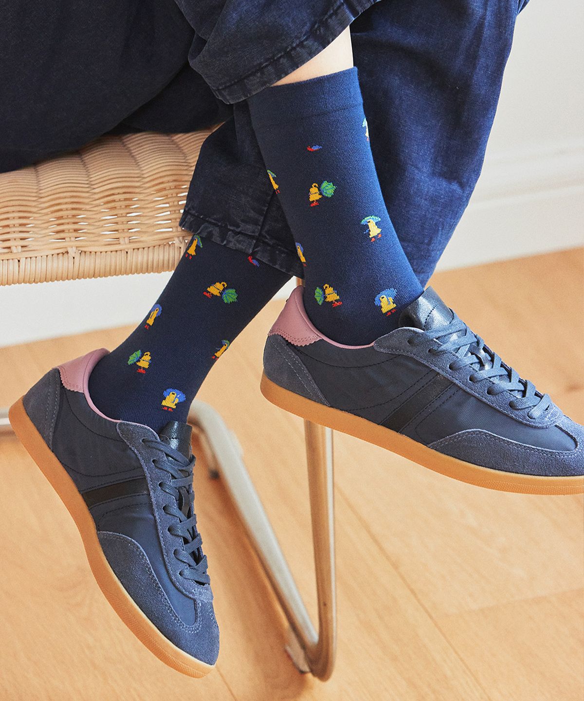 삭스타즈(SOCKSTAZ) GCT030 남녀공용 애니멀패턴 면양말 rainy day