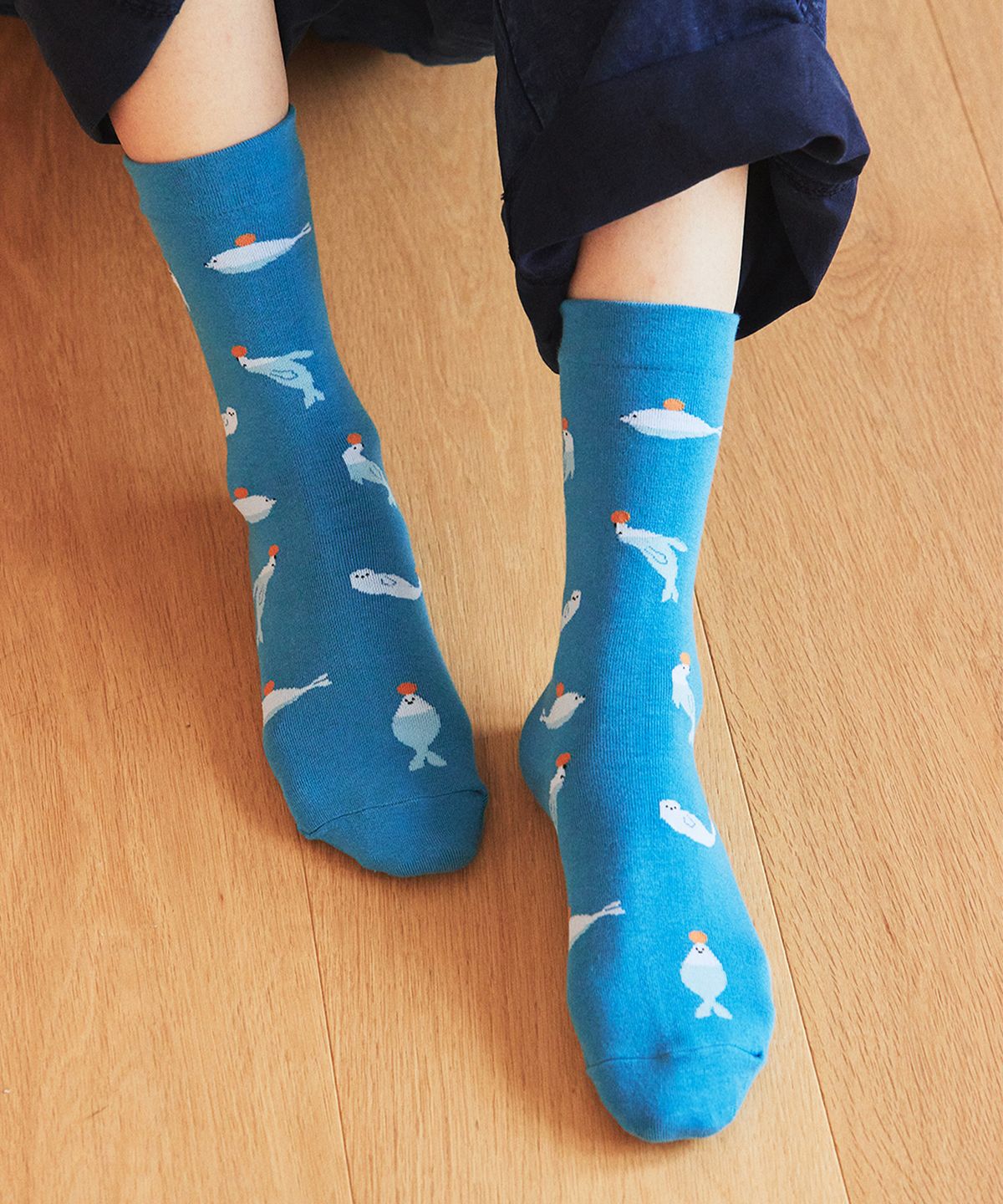 삭스타즈(SOCKSTAZ) GCT032 남녀공용 애니멀패턴 면양말 harp seal