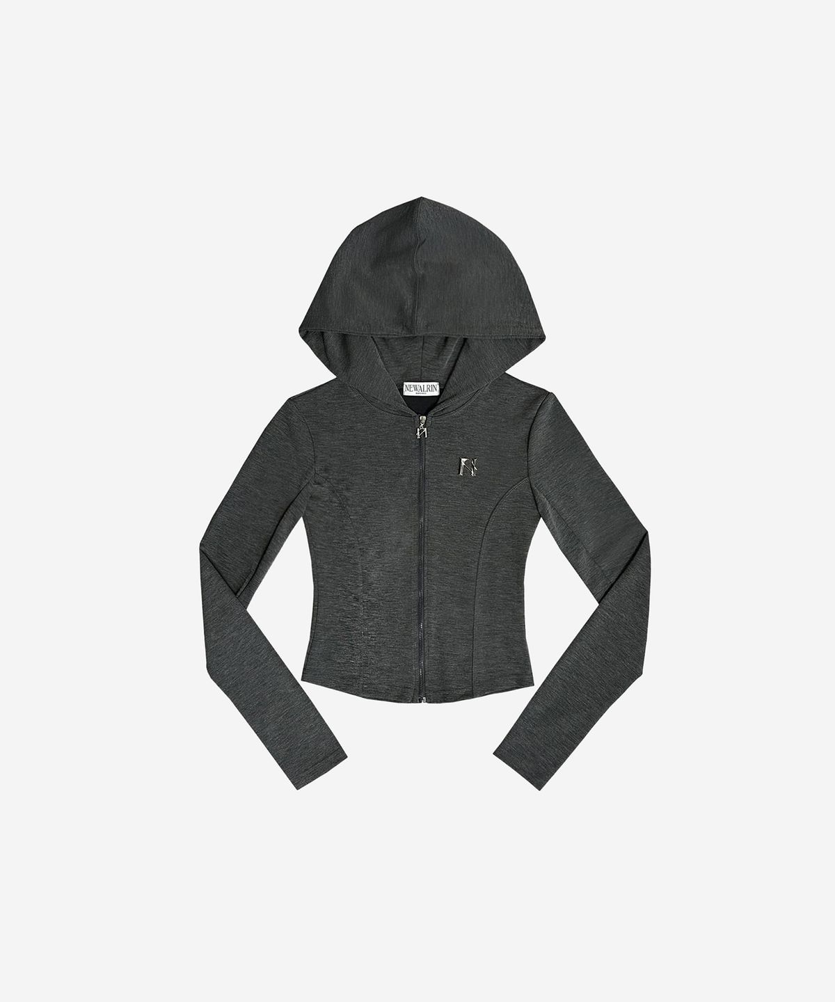 뉴얼린(NEWALRIN) Julie Line Emblem Hoodie Zip-Up Charcoal