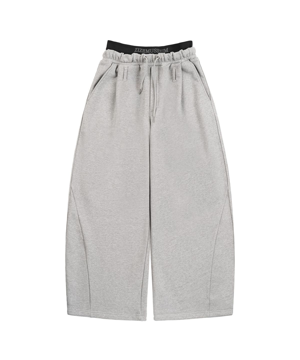지제뮤지엄(ZIZEMUSEUM) LAYERED BANDING ONE-TUCK SWEATPANTS (MELANGE  GRAY)
