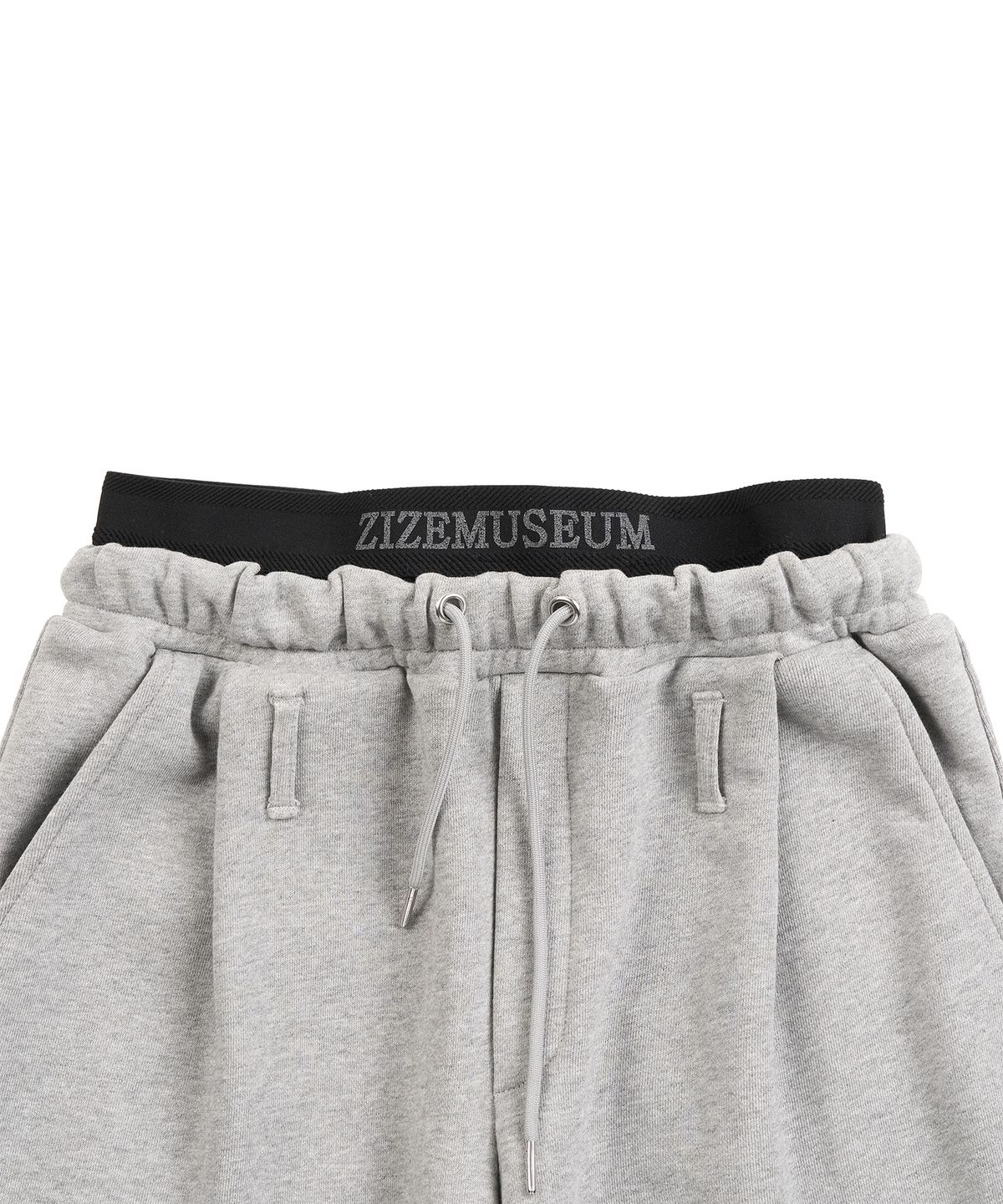 지제뮤지엄(ZIZEMUSEUM) LAYERED BANDING ONE-TUCK SWEATPANTS (MELANGE  GRAY)