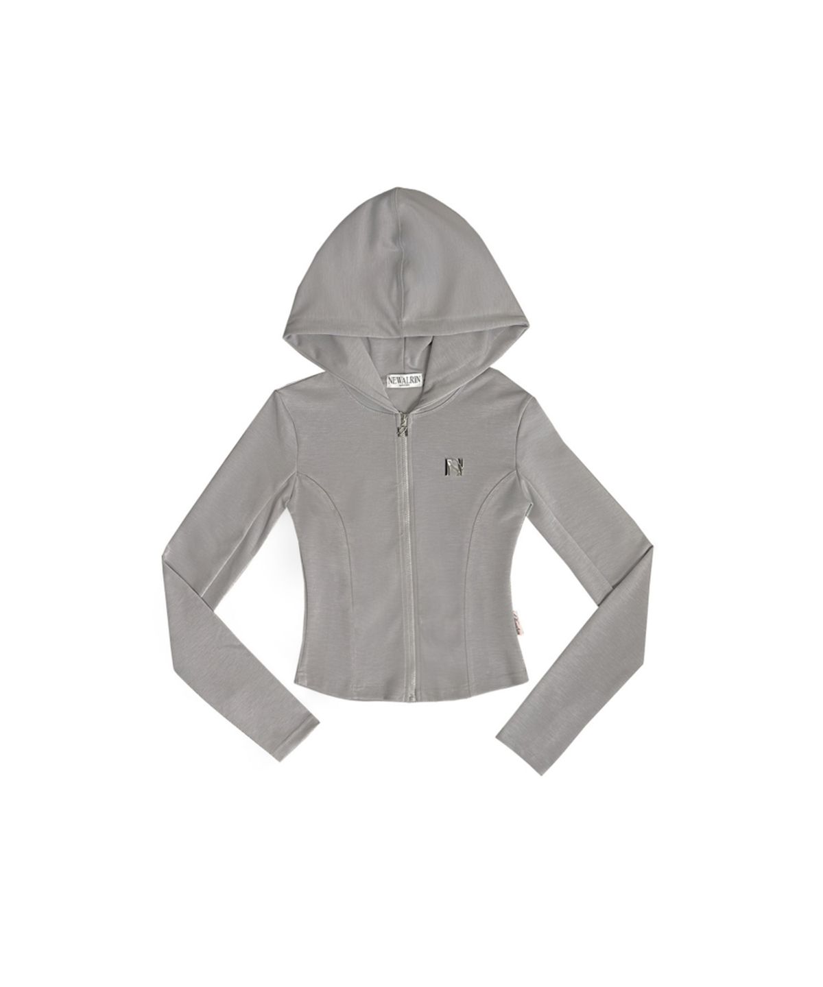 뉴얼린(NEWALRIN) Julie Line Emblem Hoodie Zip-Up Light Gray