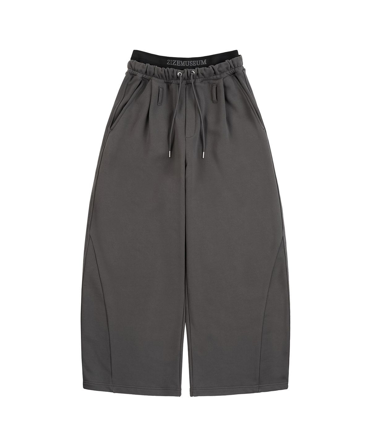 지제뮤지엄(ZIZEMUSEUM) LAYERED BANDING ONE-TUCK SWEATPANTS (CHARCOAL)