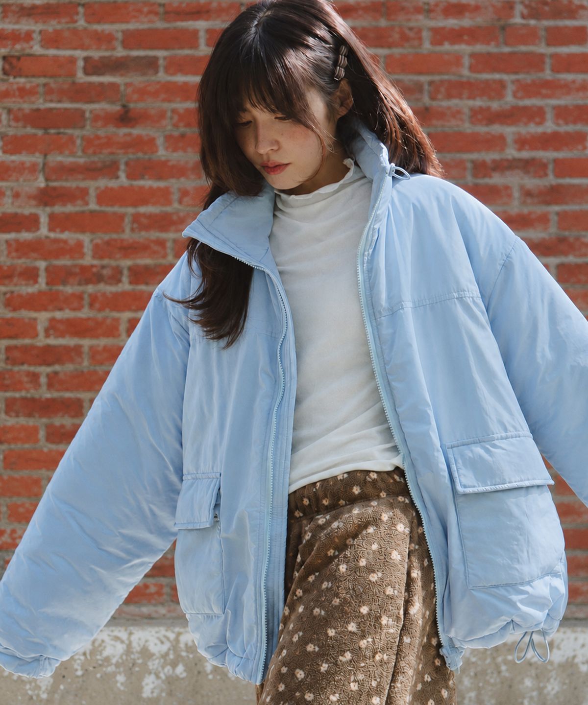 론론(RONRON) DOUBLE POCKET PUFFER PADDING SOFT BLUE