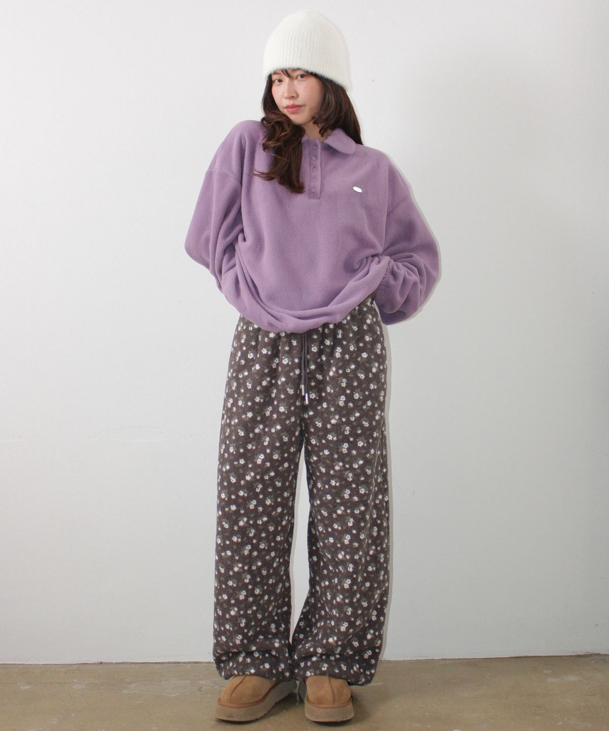 론론(RONRON) FLEECE COLLAR BANDING PULLOVER PURPLE