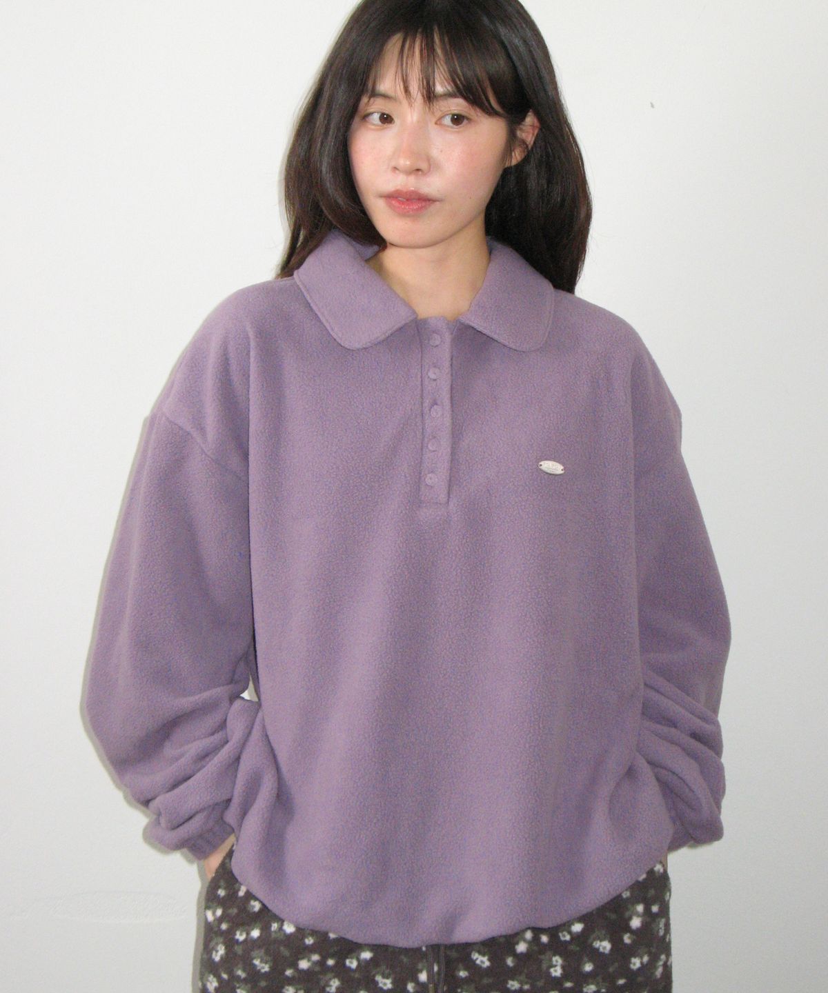 론론(RONRON) FLEECE COLLAR BANDING PULLOVER PURPLE
