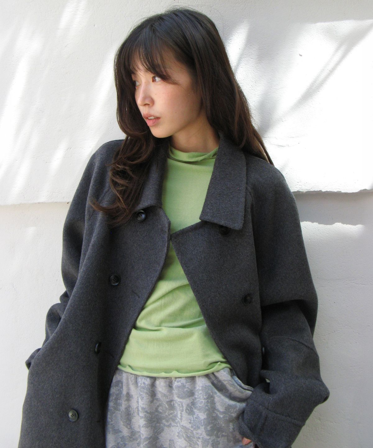 론론(RONRON) WAVE MOCK NECK LONG SLEEVE OLIVE