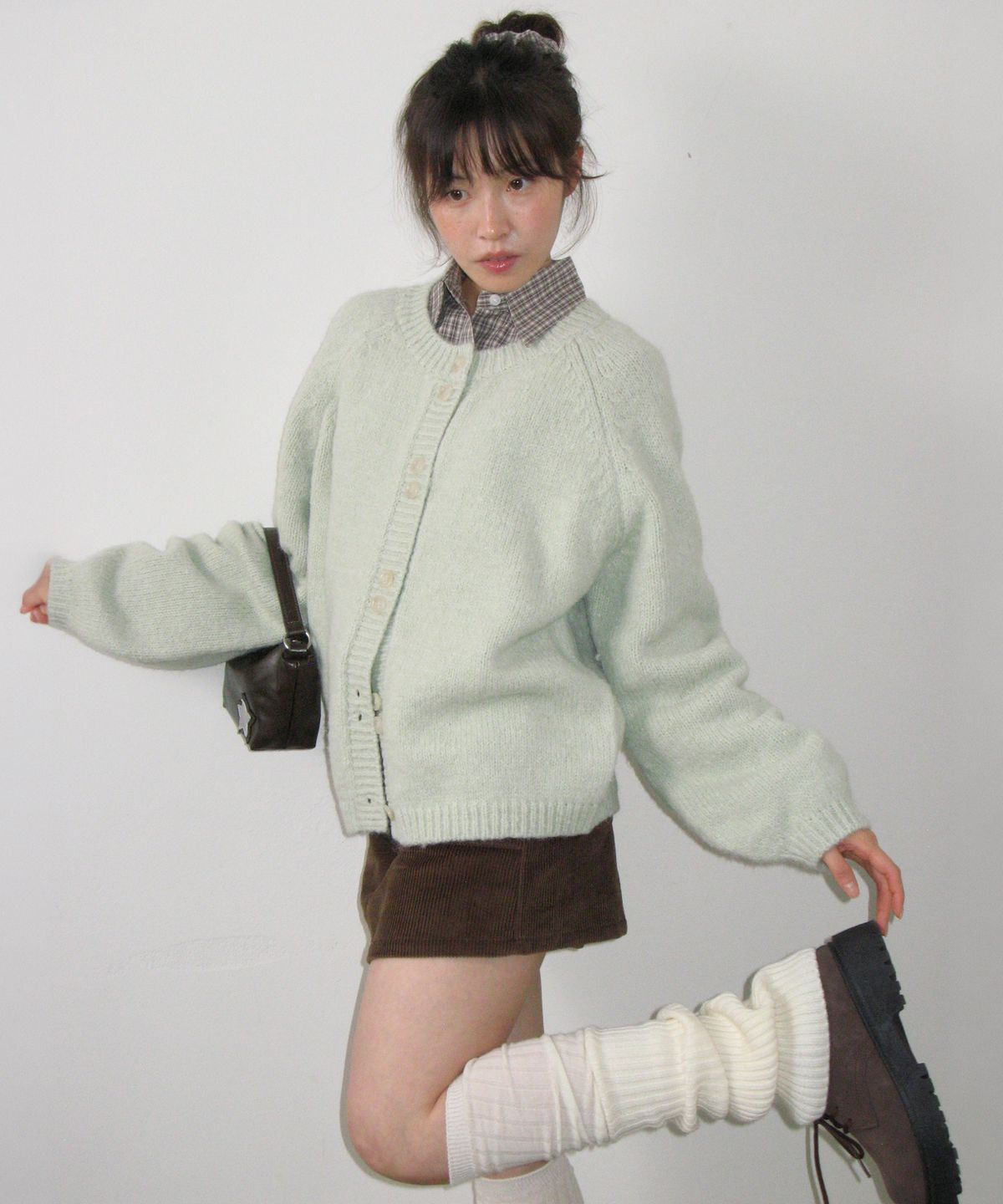 론론(RONRON) DOUBLE BUTTON CARDIGAN MINT