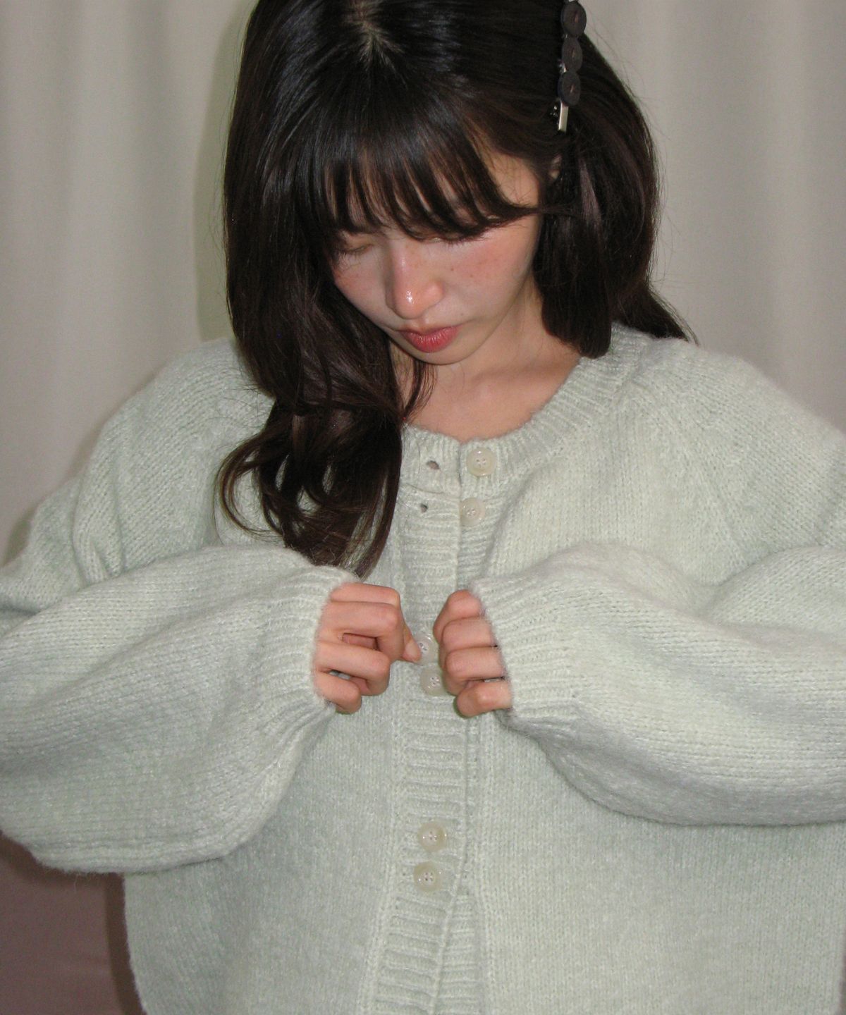 론론(RONRON) DOUBLE BUTTON CARDIGAN MINT