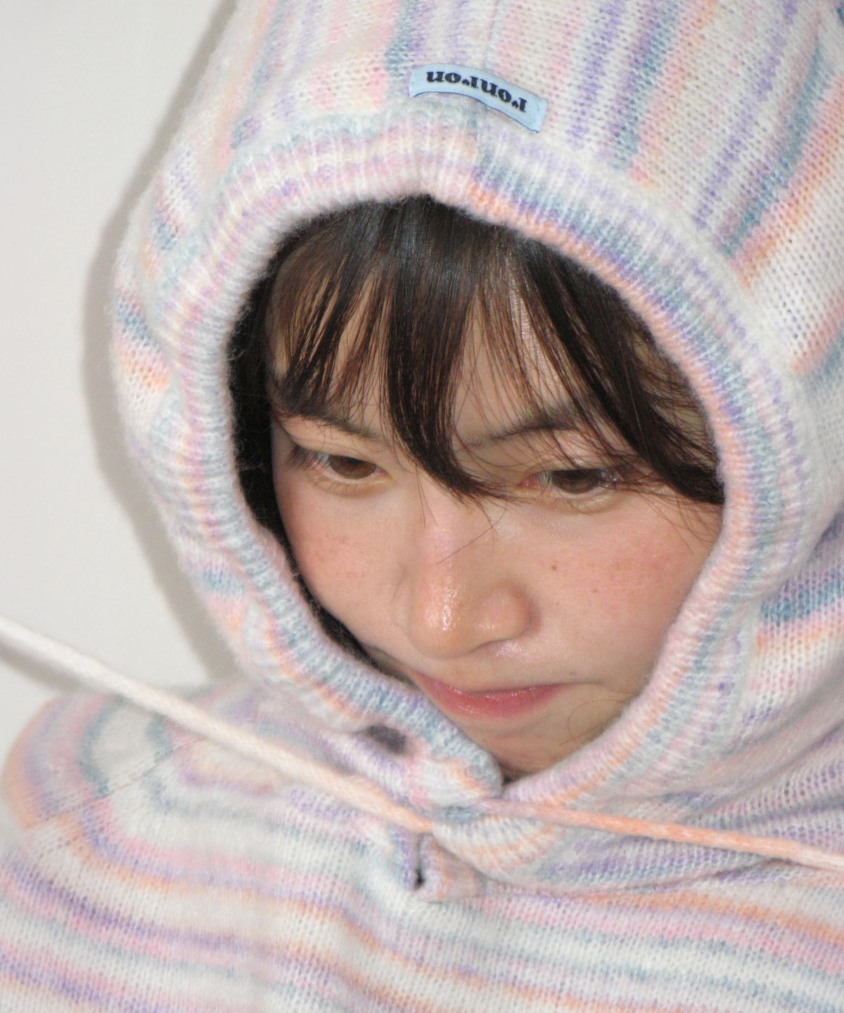 론론(RONRON) SOFT STRIPE HOOD KNIT PURPLE