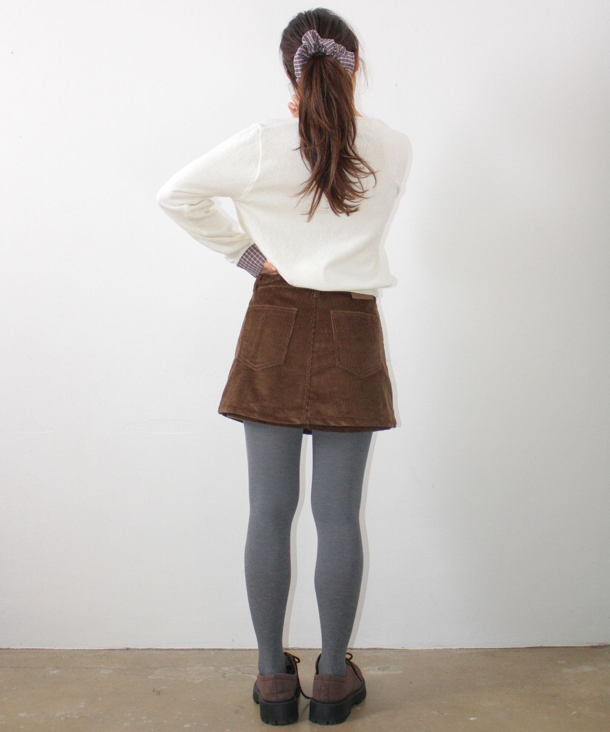 론론(RONRON) DOUBLE POCKET CORDUROY PANTSKIRT BROWN