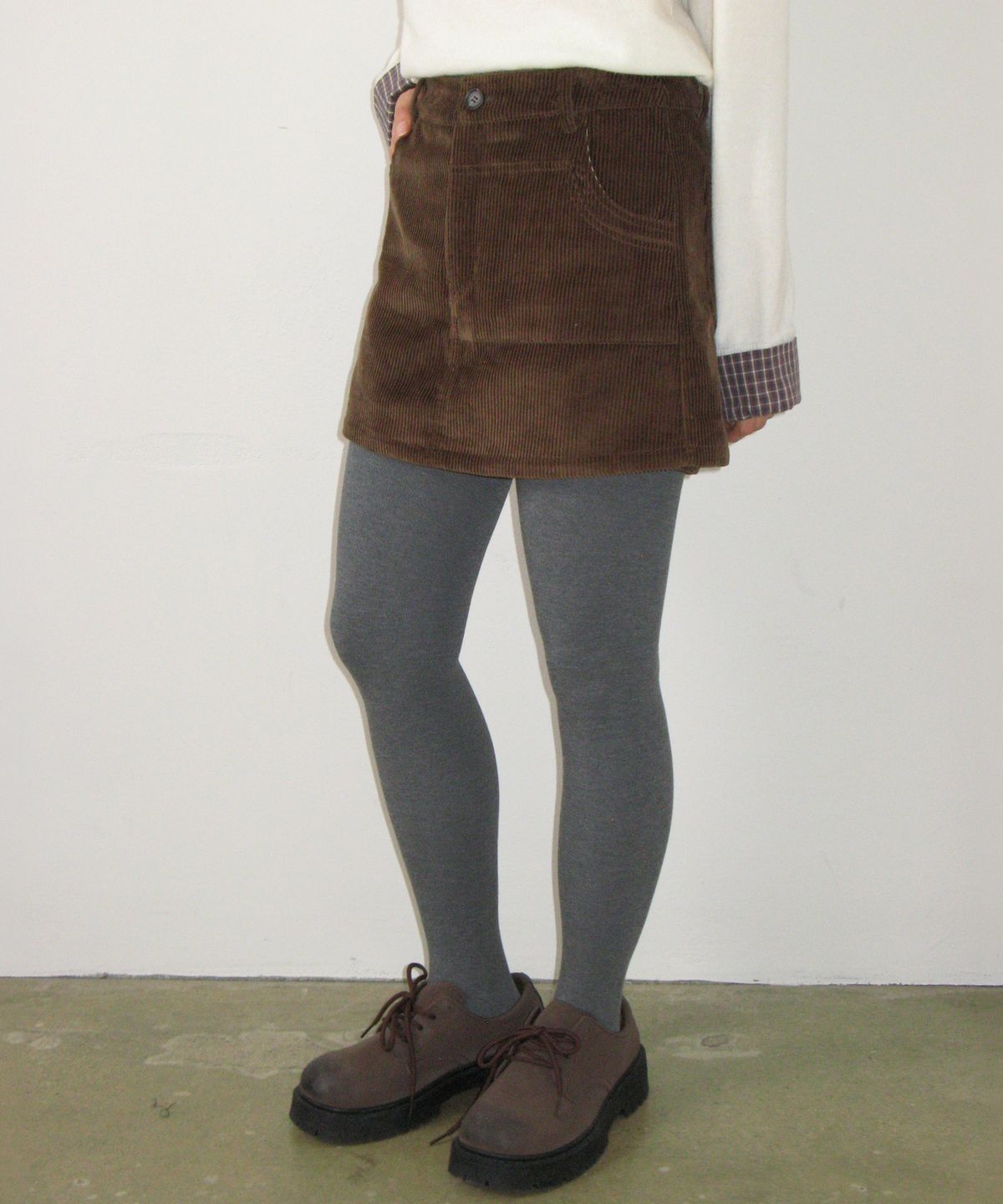 론론(RONRON) DOUBLE POCKET CORDUROY PANTSKIRT BROWN