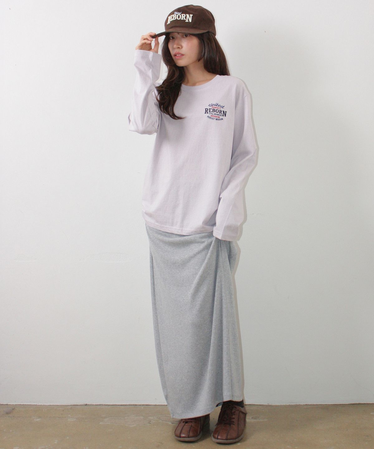 론론(RONRON) BASIC SPAN MAXI SKIRT GREY