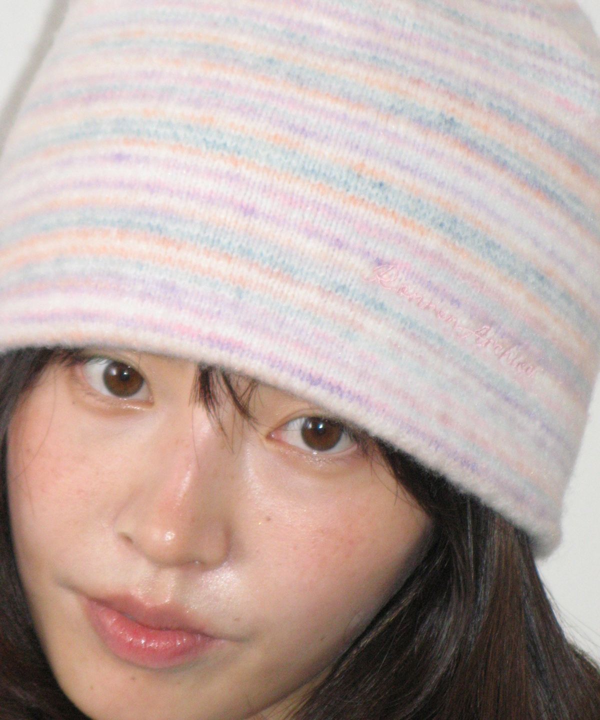 론론(RONRON) SOFT STRIPE KNIT BEANIE PURPLE