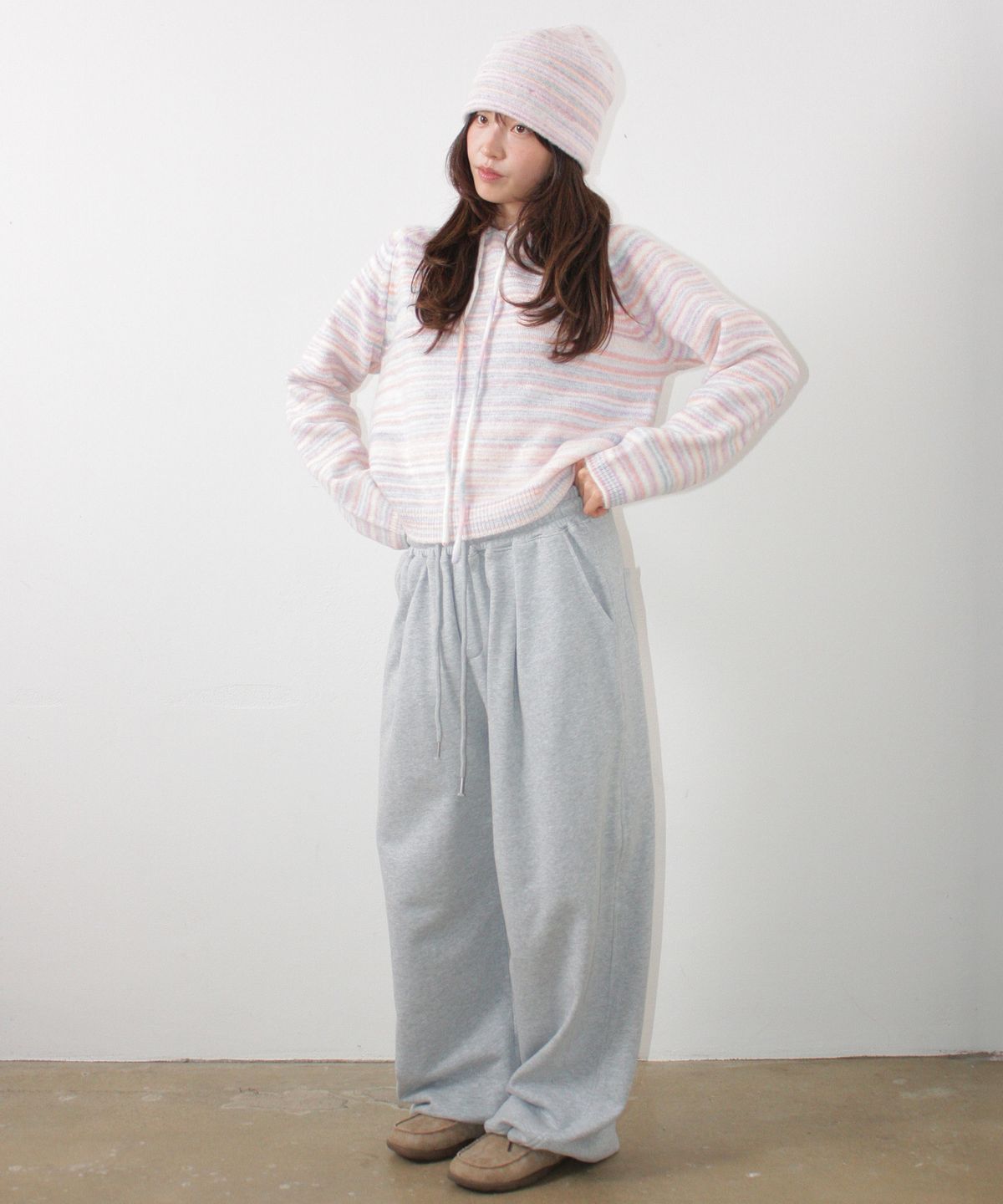 론론(RONRON) SOFT STRIPE KNIT BEANIE PURPLE