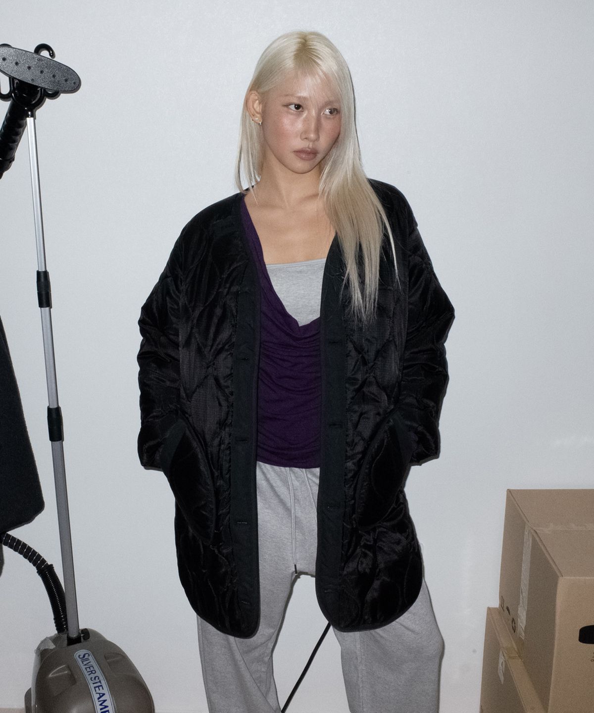 칙스(CHICKS) 패딩 라이너 오버핏 M65 피시테일 파카 야상 점퍼 블랙
