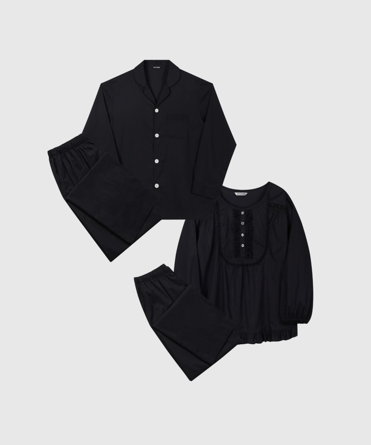 조스라운지(JO'S LOUNGE) (couple) Black Classic Cotton Pajama Set + Two piece 002