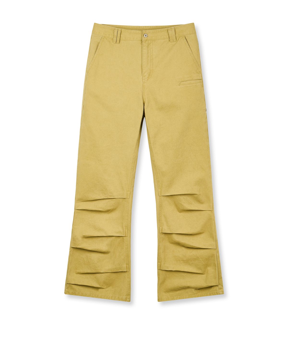 이지노이지(EASY NO EASY) 워시드 멀티 포켓 세미 플레어 팬츠 - 머스타드