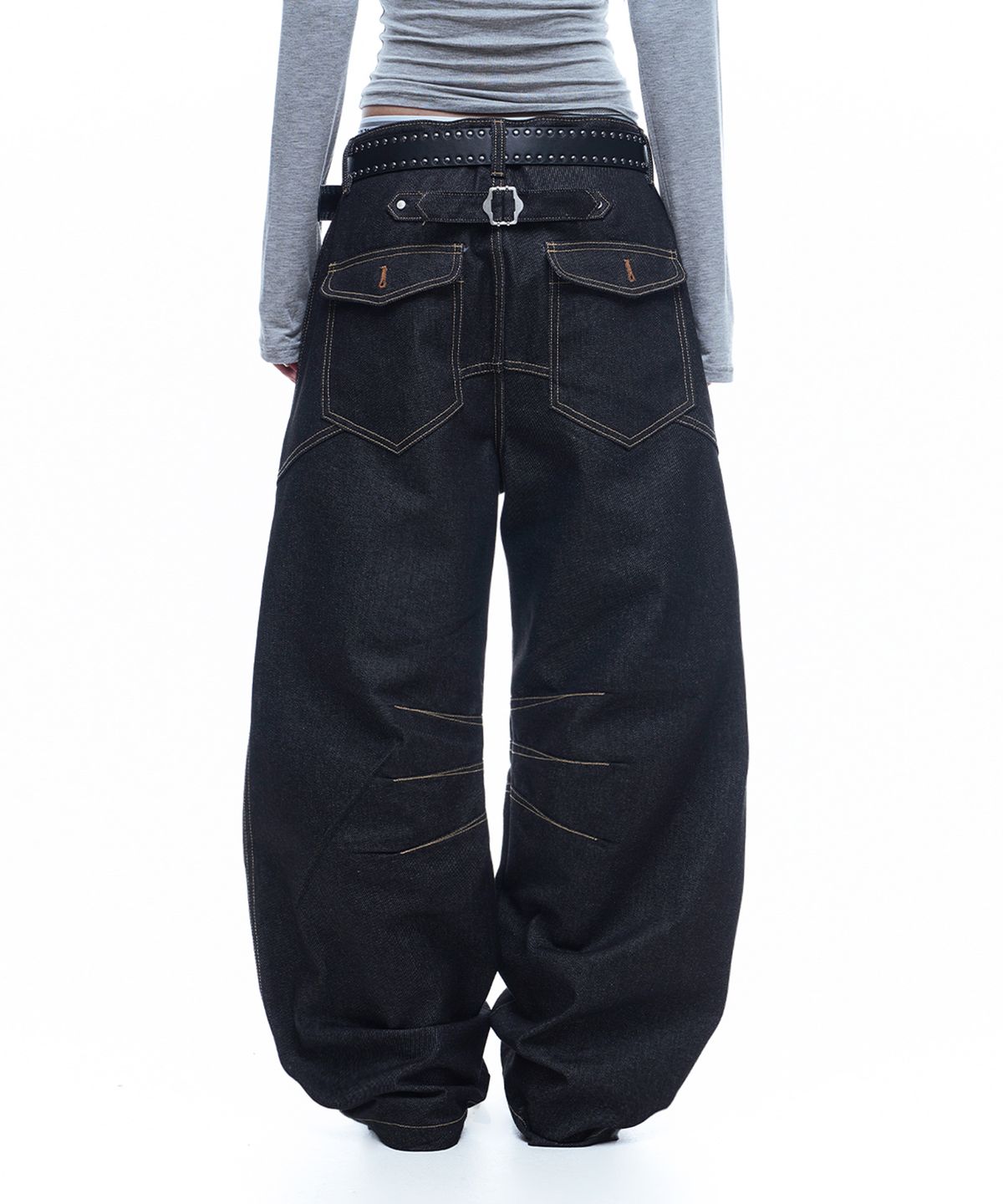 Shinchiback Fireman Curved Denim Pants - Black