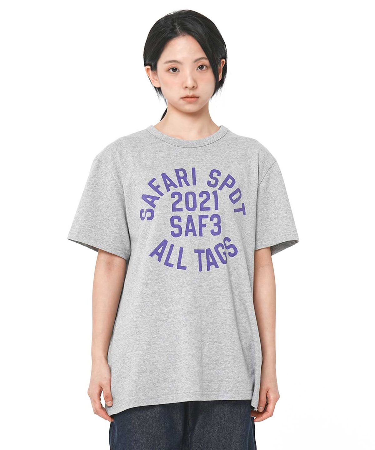 사파리스팟(SAFARISPOT) 사프3 스탬프 티셔츠 (헤더 그레이)