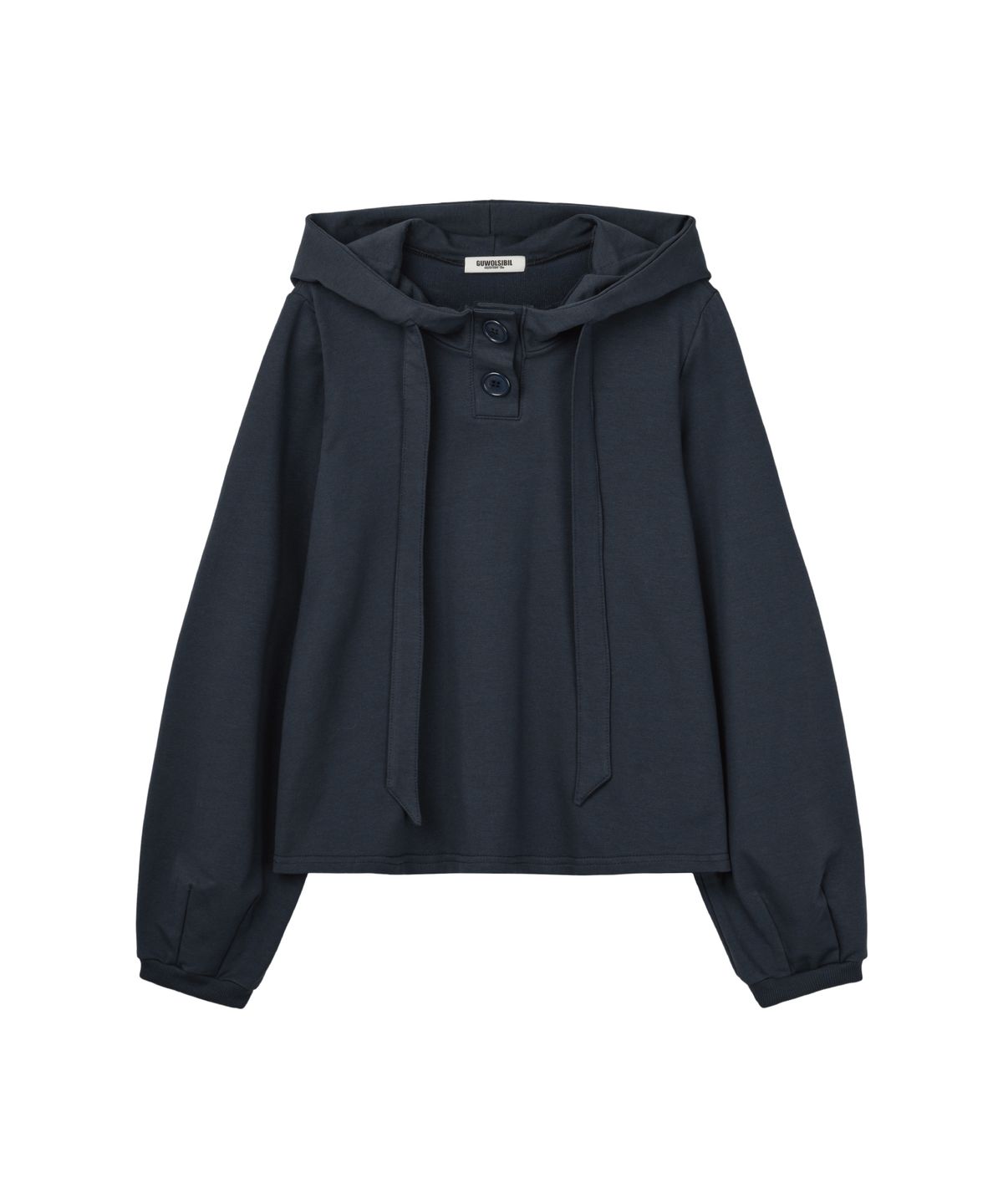 구월십일(GUWOLSIBIL) Drape Placket Hoodie Navy