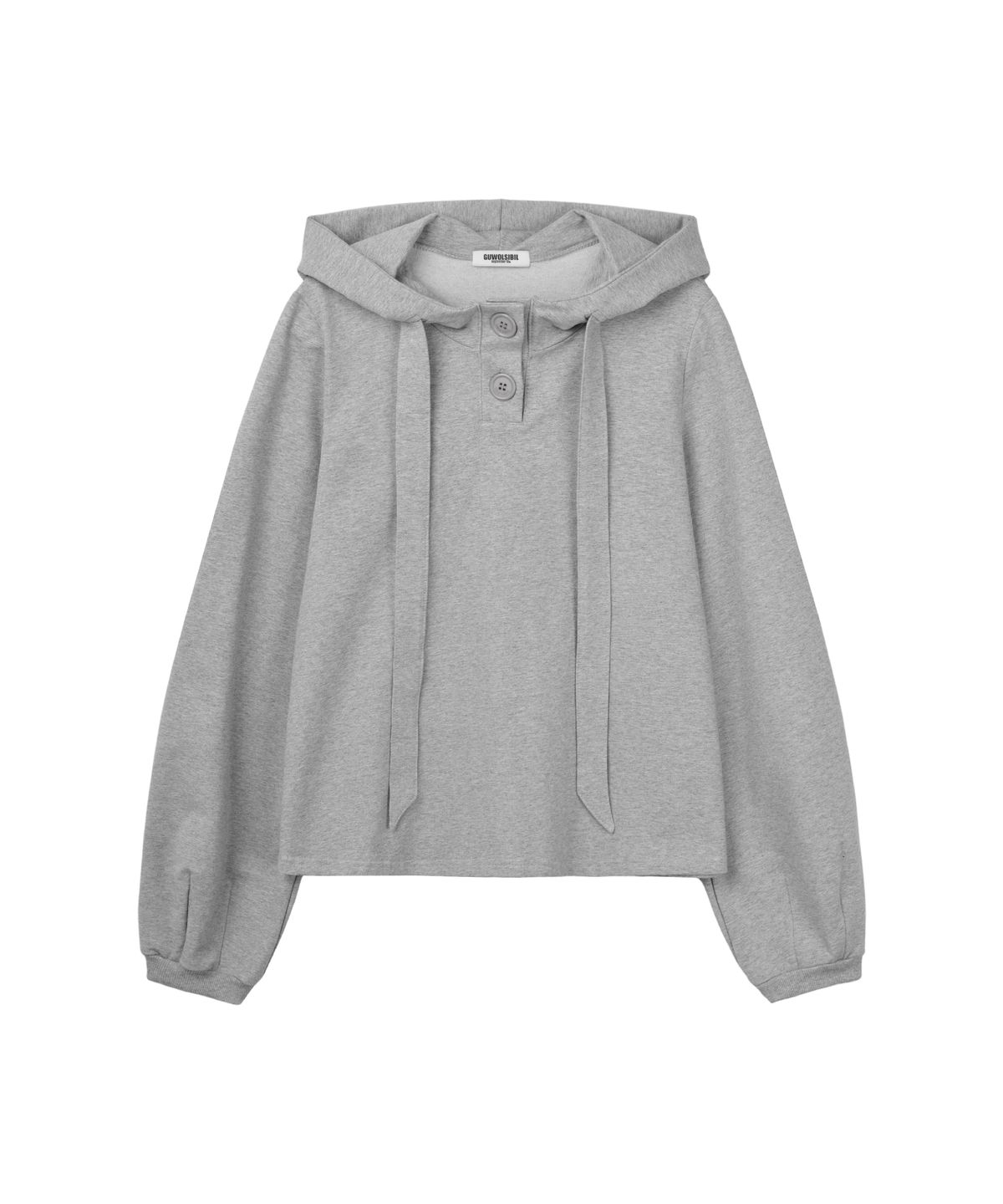 구월십일(GUWOLSIBIL) Drape Placket Hoodie Grey Melange