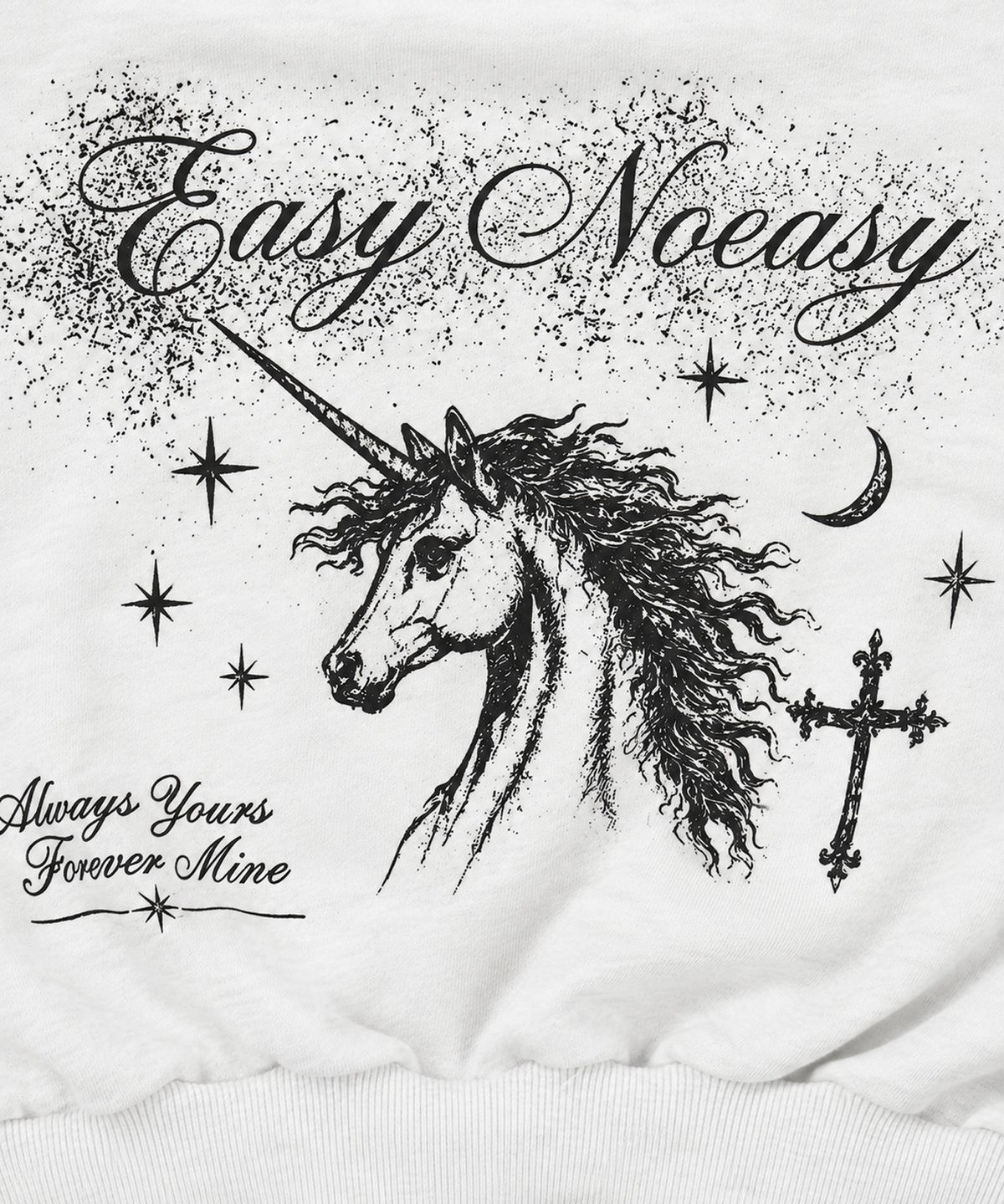 이지노이지(EASY NO EASY) 홀스 원숄더 스웻 셔츠 - 화이트