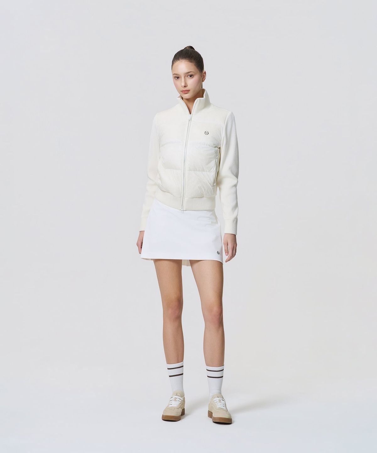 세르지오 타키니(SERGIO TACCHINI) W 스웨터 하이브리드 크롭 다운 (Ivory)