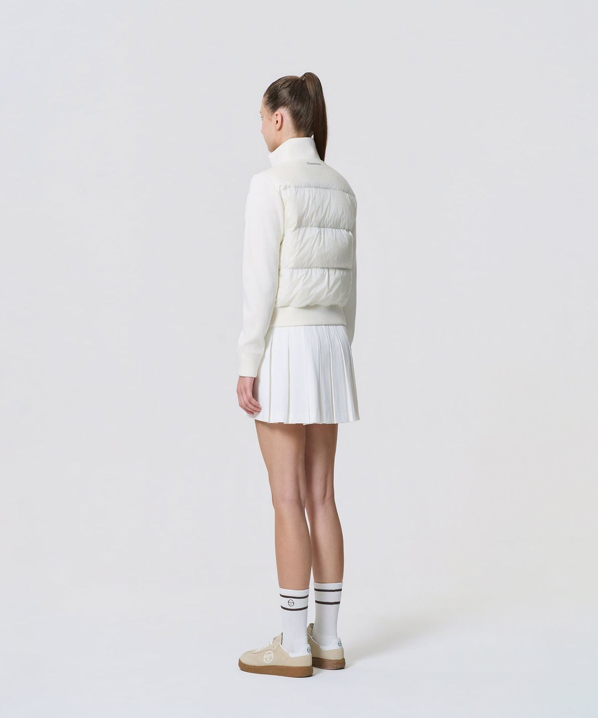 세르지오 타키니(SERGIO TACCHINI) W 스웨터 하이브리드 크롭 다운 (Ivory)