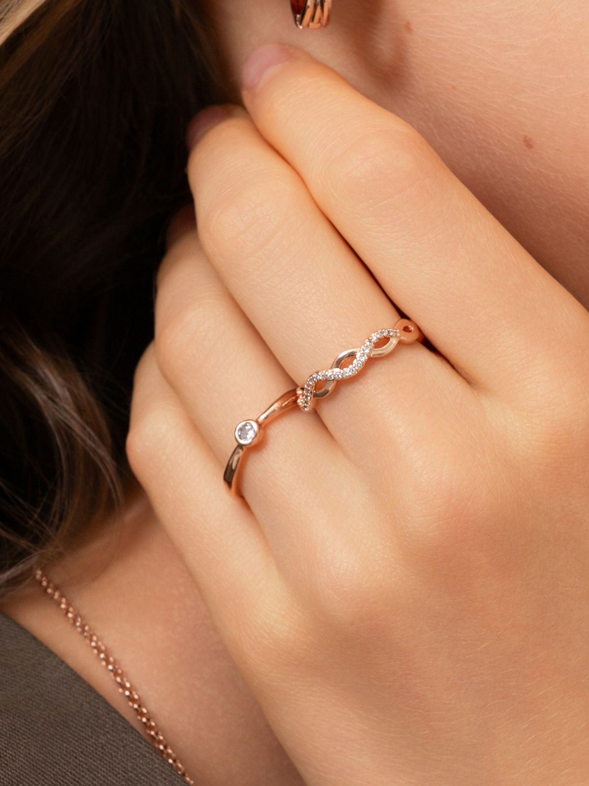 엘르주얼리(ELLEJEWELRY) 인피니티 웨이브 레이어드 링 2종 세트 ELBRWR151 (14K Gold Plated)