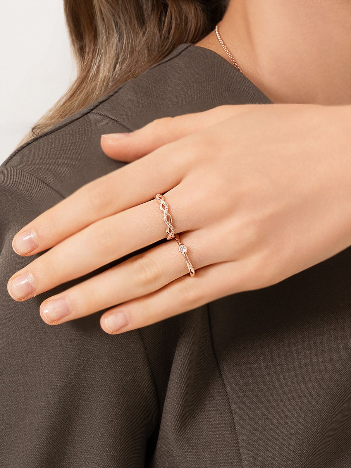 엘르주얼리(ELLEJEWELRY) 인피니티 웨이브 레이어드 링 2종 세트 ELBRWR151 (14K Gold Plated)