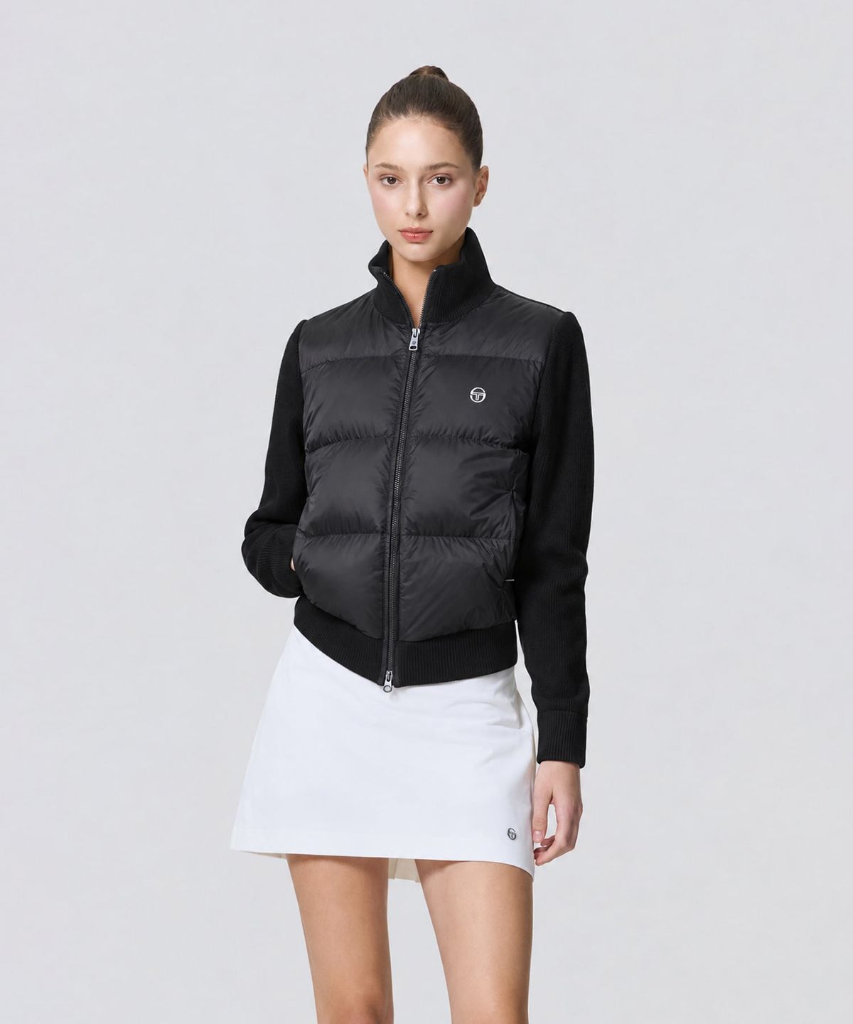 세르지오 타키니(SERGIO TACCHINI) W 스웨터 하이브리드 크롭 다운 (Black)
