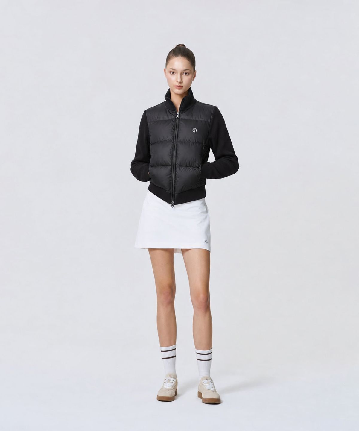 세르지오 타키니(SERGIO TACCHINI) W 스웨터 하이브리드 크롭 다운 (Black)